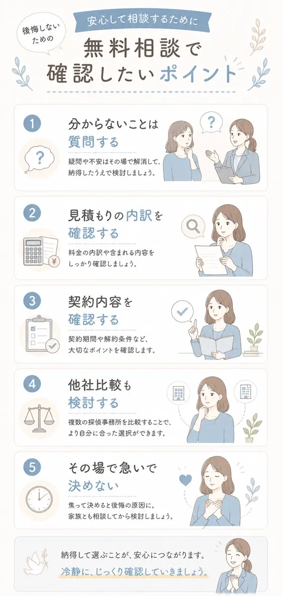 無料相談で確認したいポイント