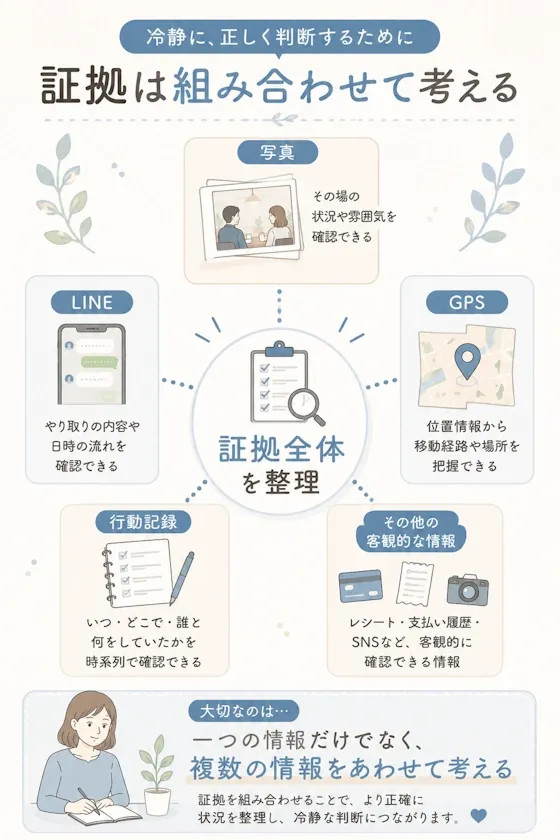 証拠は組み合わせて考える