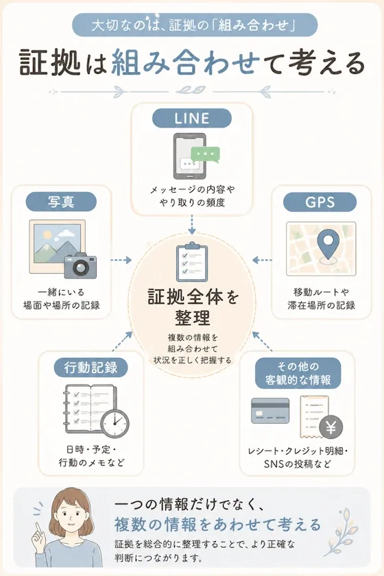 証拠は組み合わせて考える