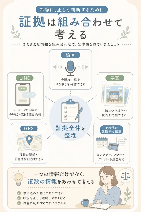 証拠は組み合わせて考える